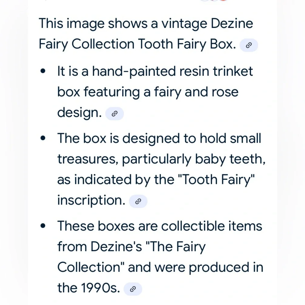 90s DEZINE vintage Tooth Fairy box boy pixie figurine floral trim round trinket